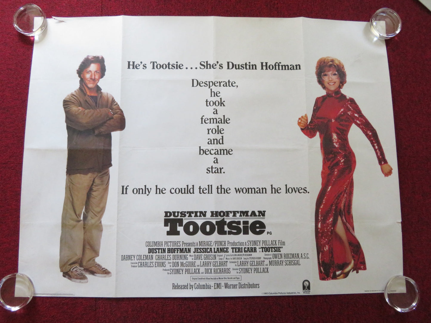 TOOTSIE UK QUAD ROLLED POSTER DUSTIN HOFFMAN JESSICA LANGE 1982