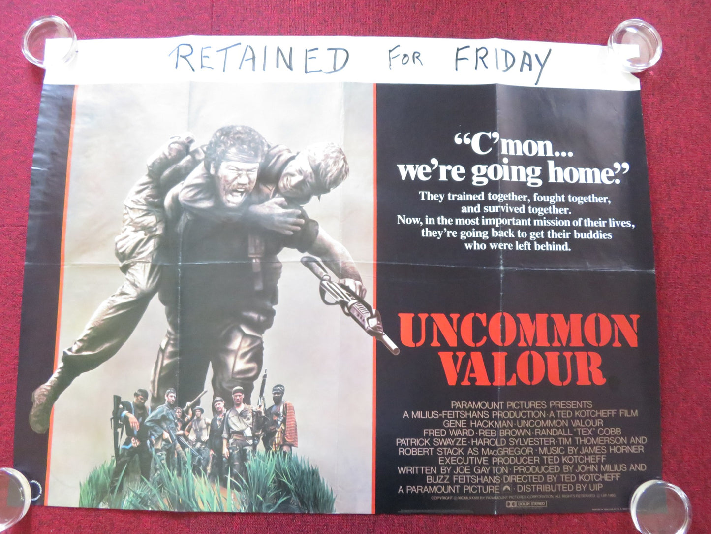 UNCOMMON VALOUR UK QUAD ROLLED POSTER GENE HACKMAN ROBERT STACK 1983