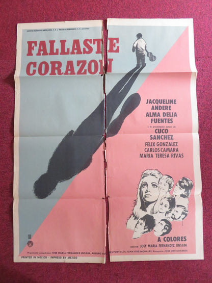 FALLASTE CORAZON MEXICAN POSTER FOLDED JACQUELINE ANDERE CUCO SANCHEZ 1970