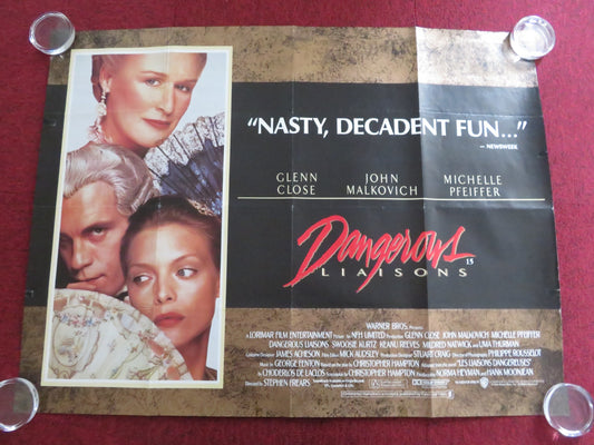 DANGEROUS LIAISONS- B UK QUAD ROLLED POSTER GLENN CLOSE JOHN MALKOVICH 1988