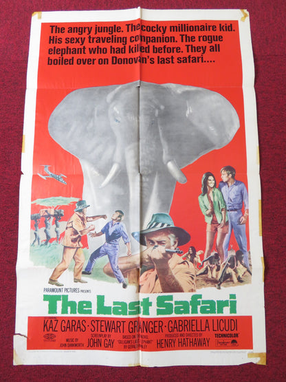 THE LAST SAFARI FOLDED US ONE SHEET POSTER KAS GARAS STEWART GRANGER 1967