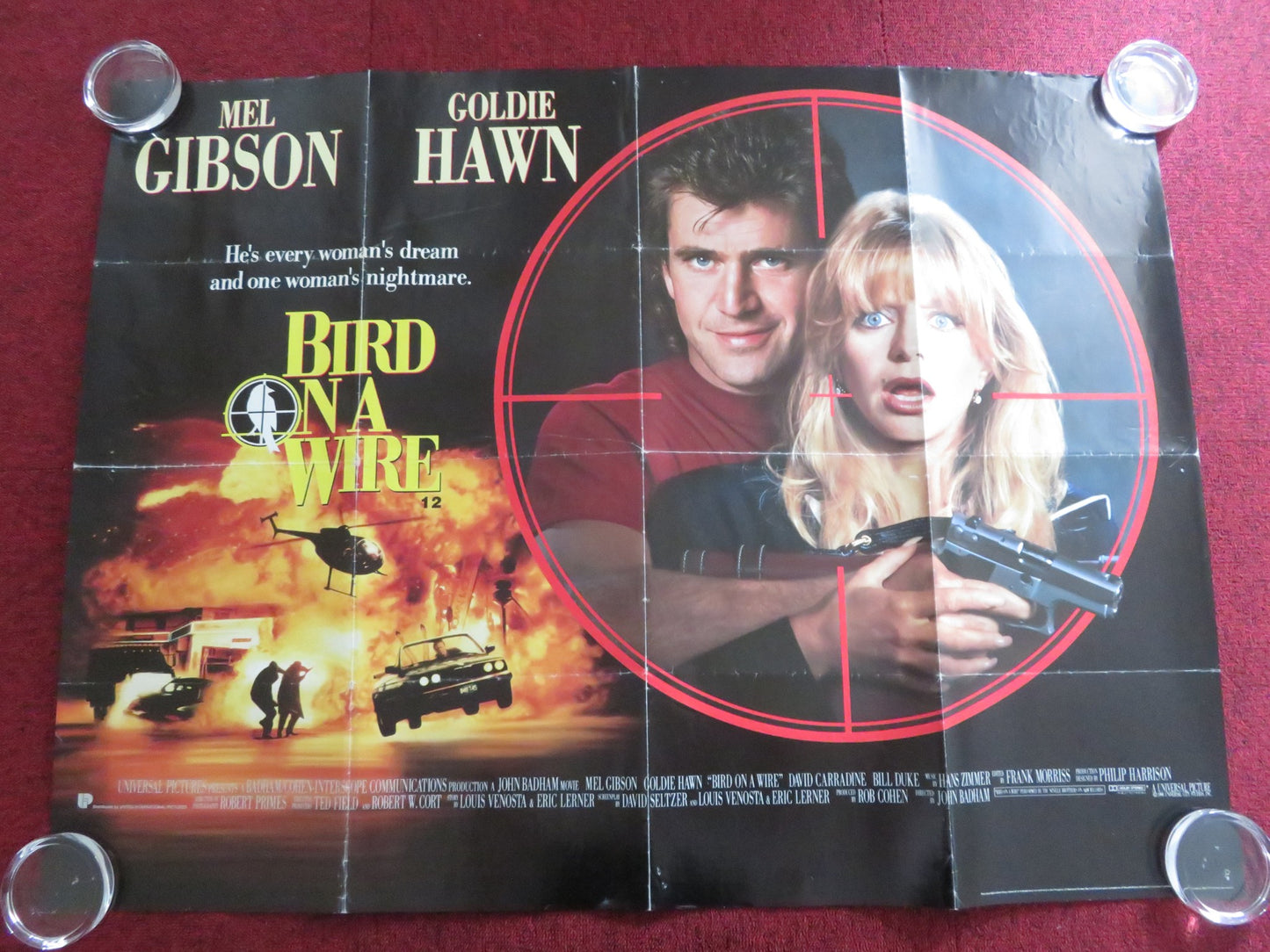 BIRD ON A WIRE UK QUAD ROLLED POSTER MEL GIBSON GOLDIE HAWN 1990