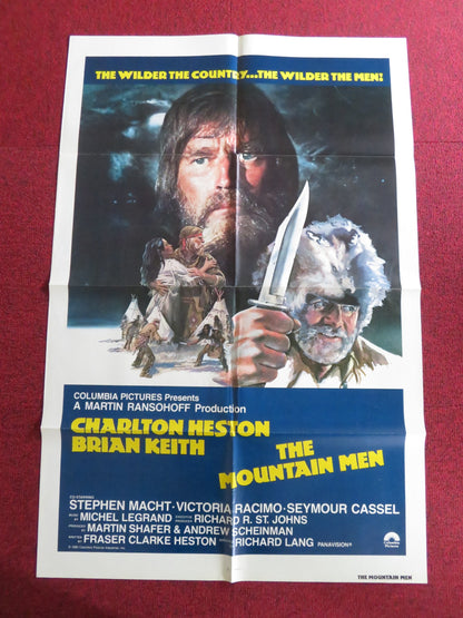 THE MOUNTAIN MEN - B FOLDED US ONE SHEET POSTER CHARLTON HESTON BRIAN KEITH 1980