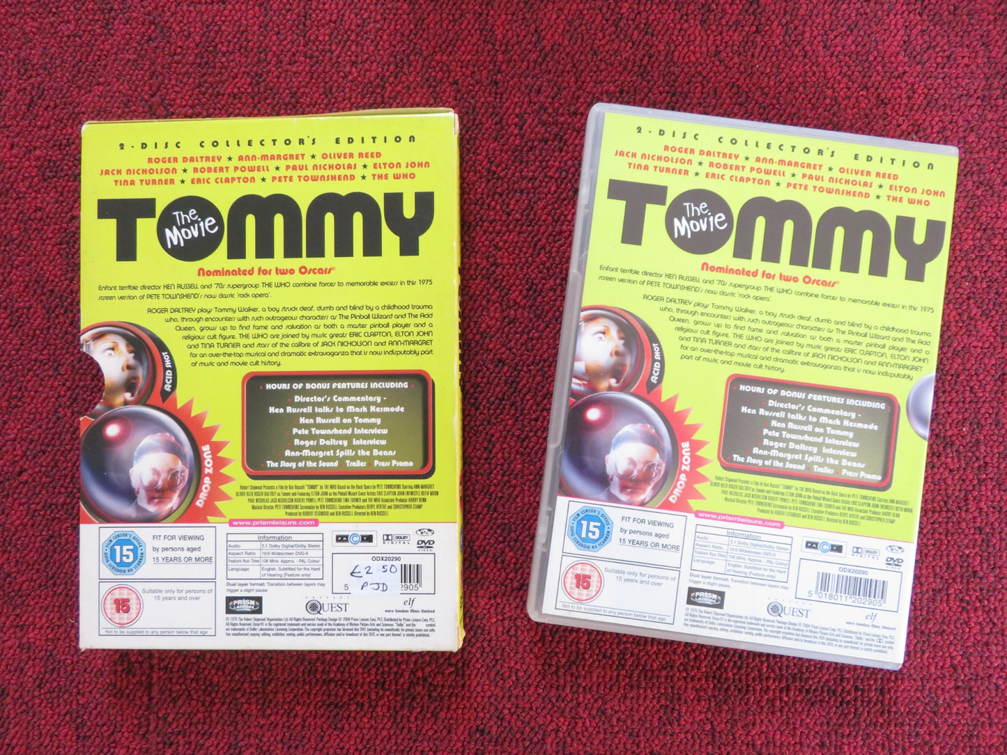 TOMMY - 2 DISC COLLECTOR'S EDITION (DVD) THE WHO OLIVER REED 1975 REGION 2