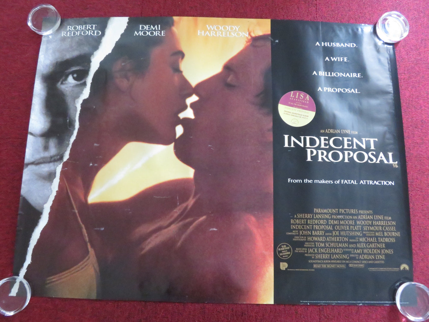 INDECENT PROPOSAL UK QUAD ROLLED POSTER ROBERT REDFORD DEMI MOORE HARRELSON 1993