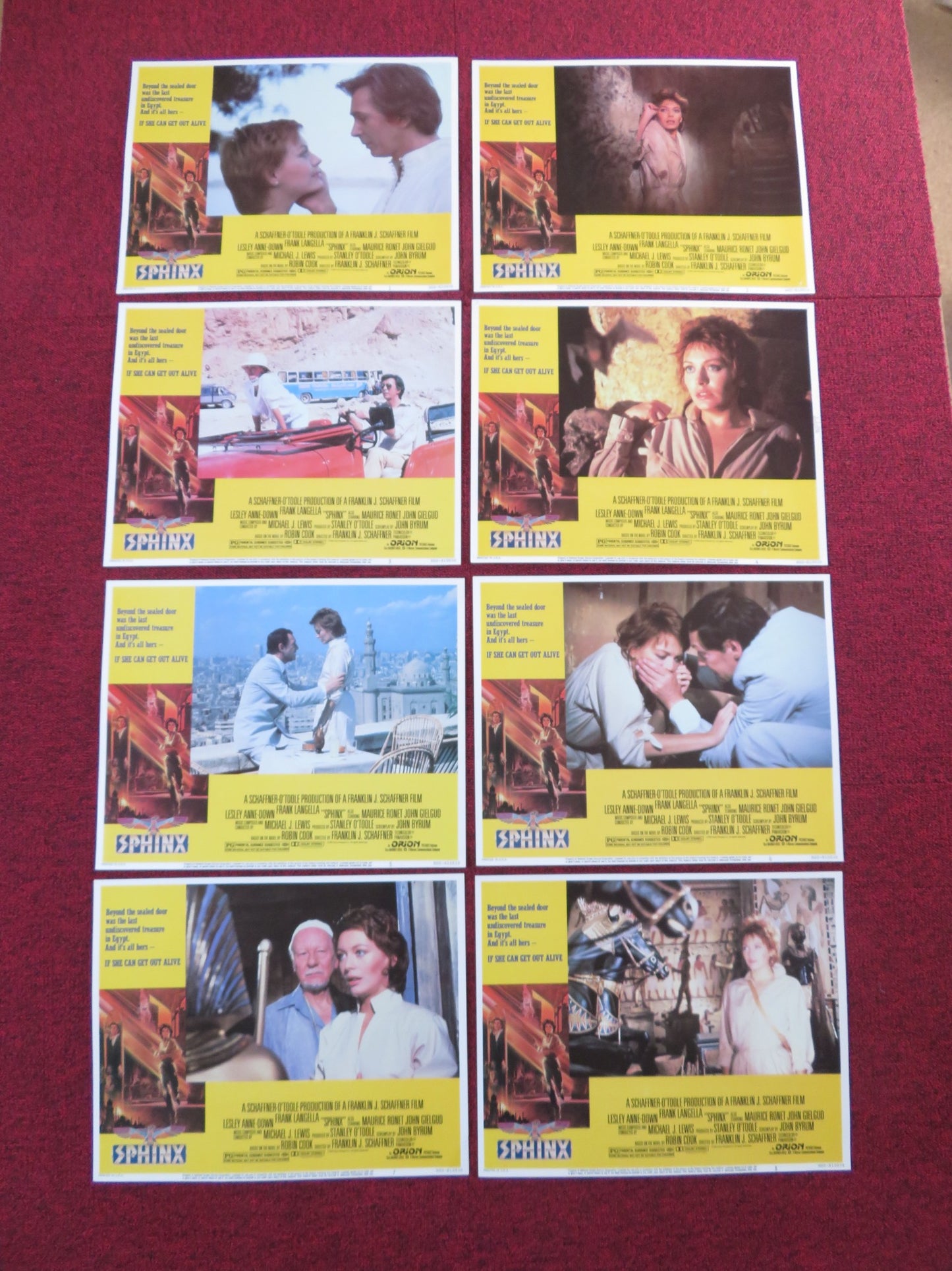 SPHINX US LOBBY CARD FULL SET LESLEY-ANNE DOWN FRANK LANGELLA 1981