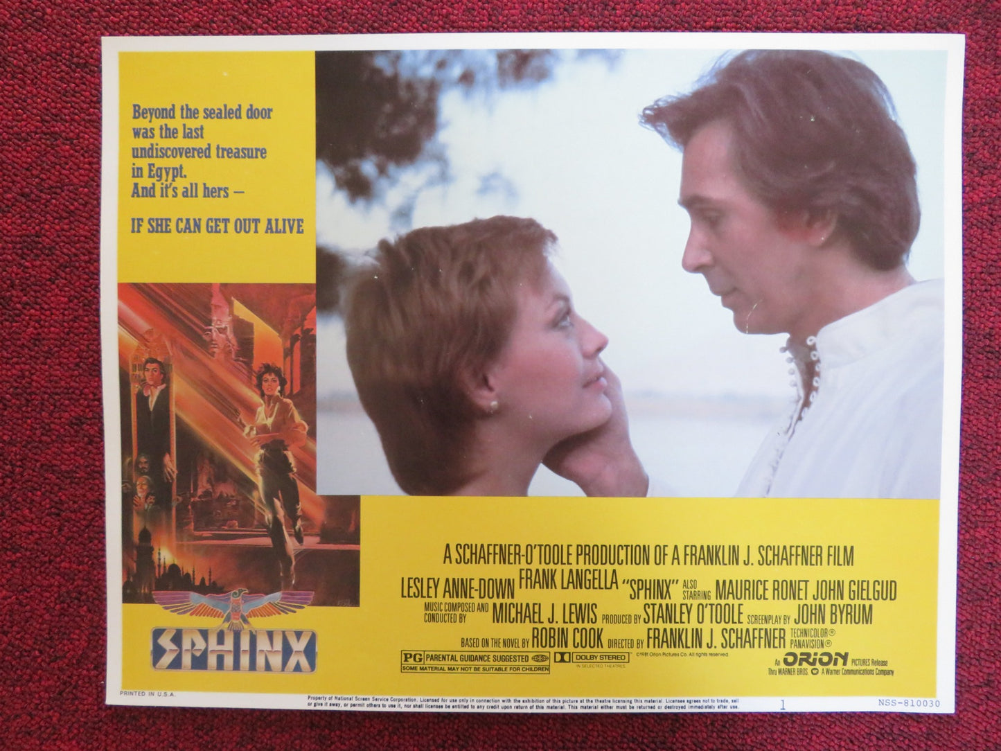 SPHINX US LOBBY CARD FULL SET LESLEY-ANNE DOWN FRANK LANGELLA 1981