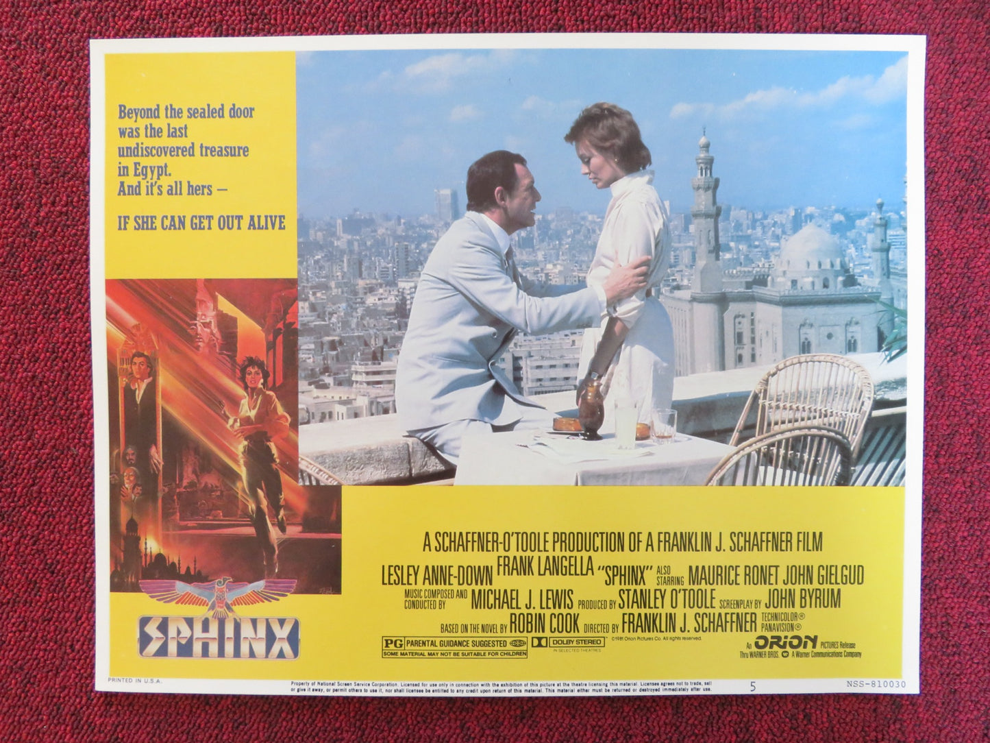 SPHINX US LOBBY CARD FULL SET LESLEY-ANNE DOWN FRANK LANGELLA 1981