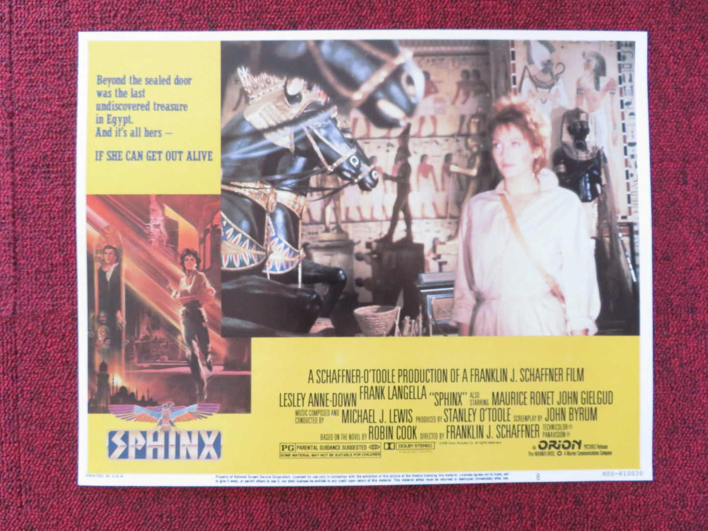 SPHINX US LOBBY CARD FULL SET LESLEY-ANNE DOWN FRANK LANGELLA 1981