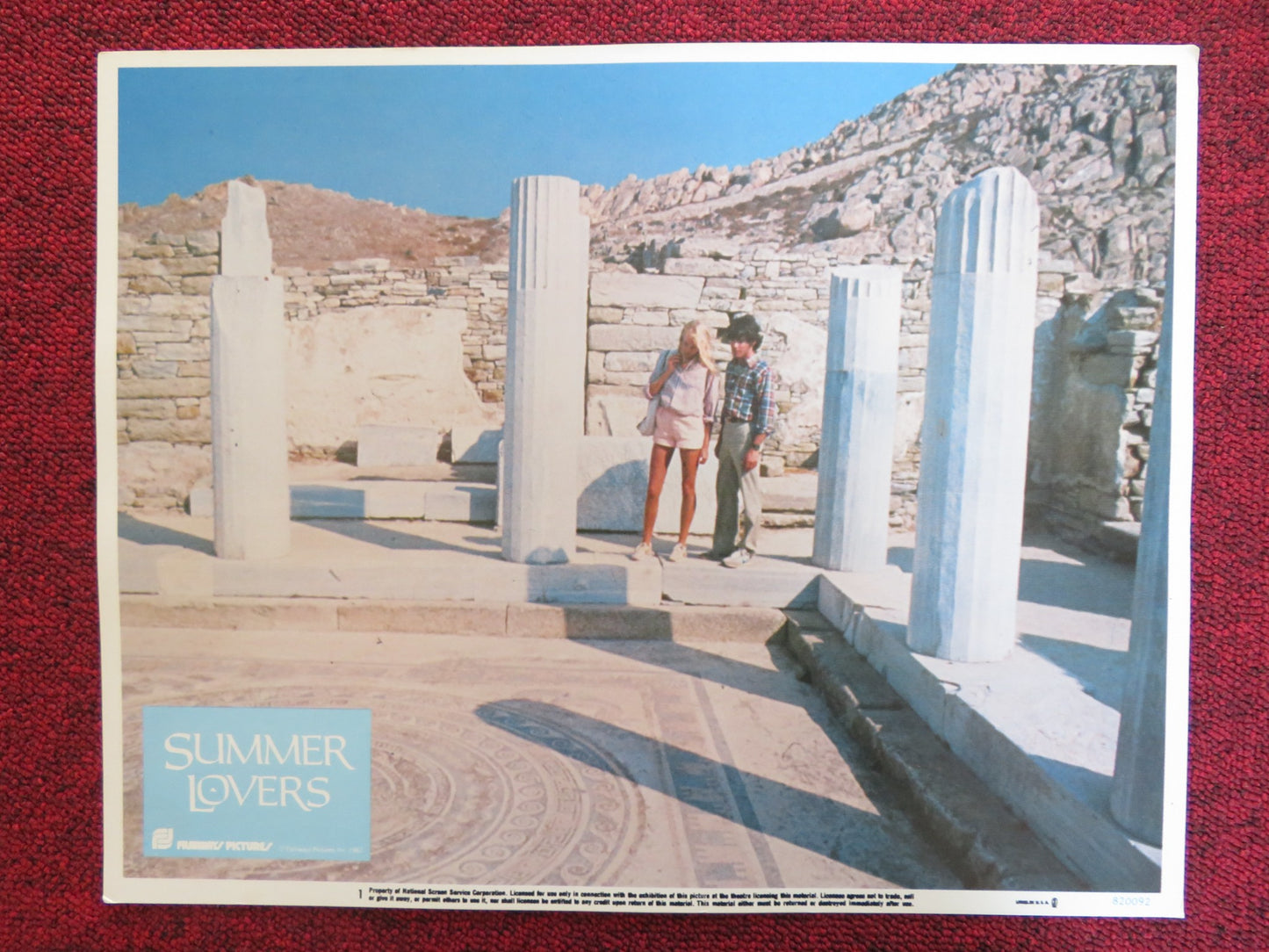 SUMMER LOVERS US LOBBY CARD FULL SET PETER GALLAGHER DARYL HANNAH 1982