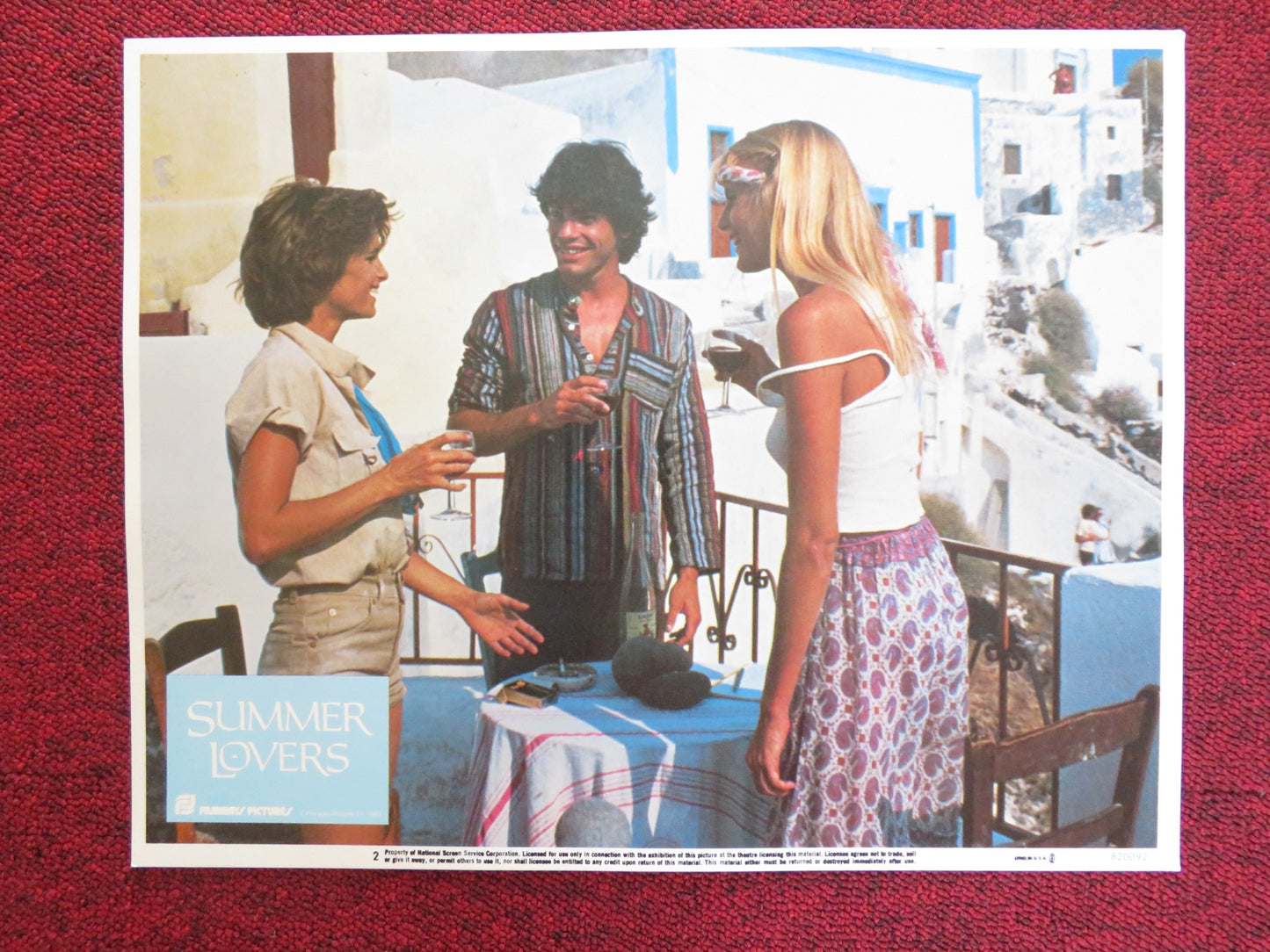 SUMMER LOVERS US LOBBY CARD FULL SET PETER GALLAGHER DARYL HANNAH 1982