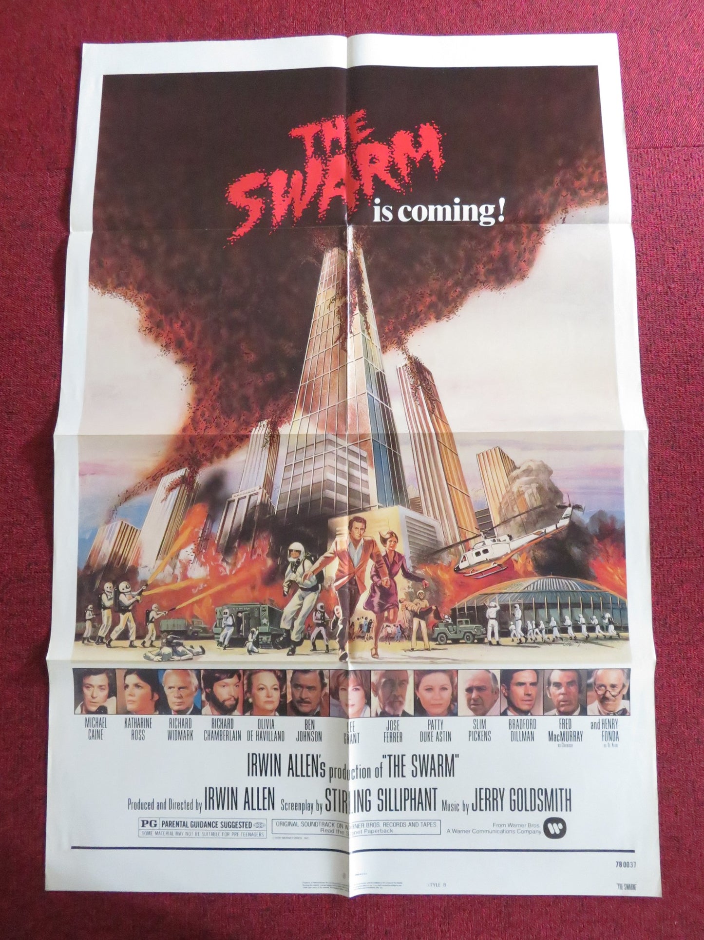 THE SWARM - STYLE B FOLDED US ONE SHEET POSTER MICHAEL CAINE KATHARINE ROSS 1978