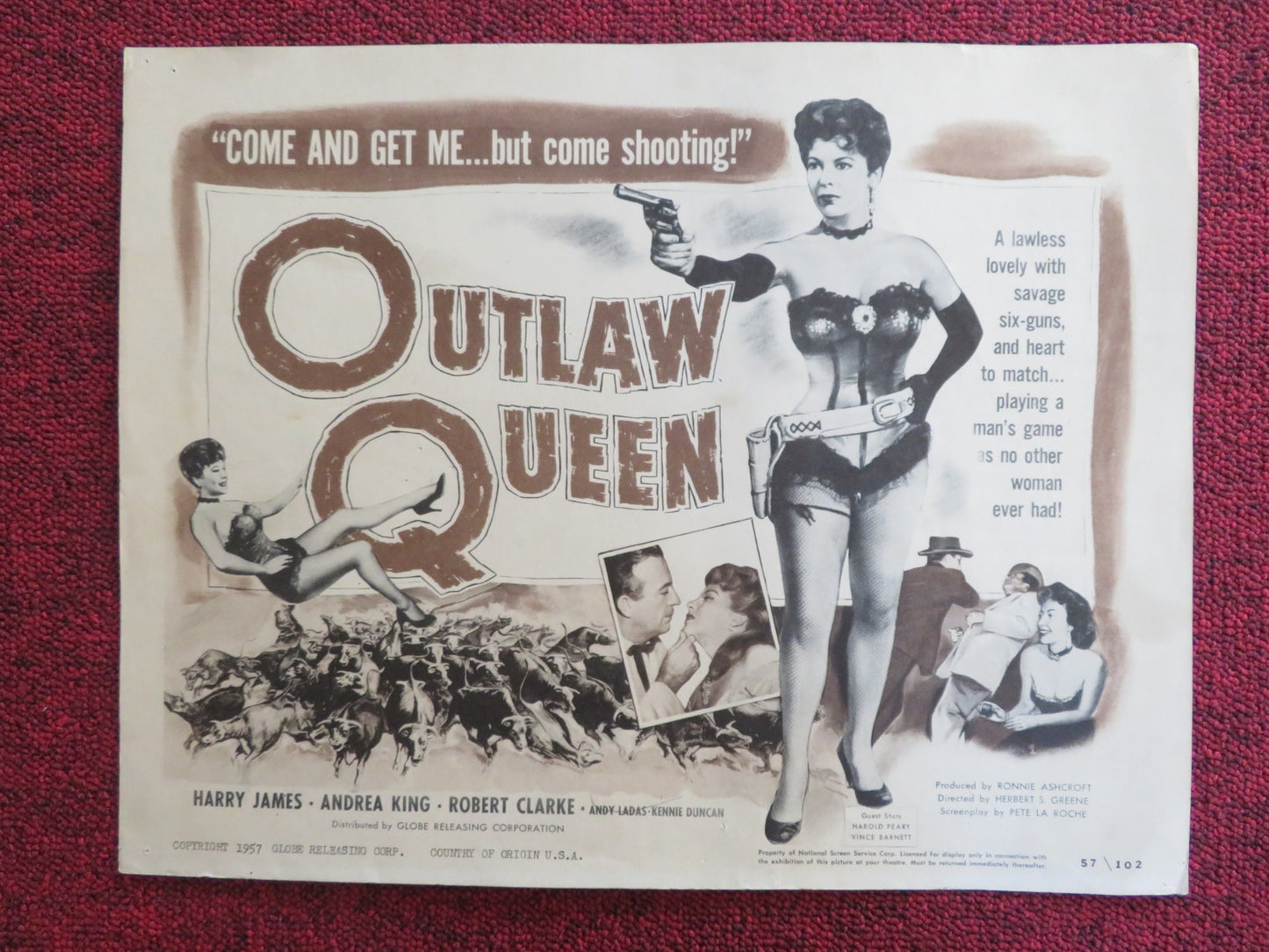 OUTLAW QUEEN US LOBBY CARD FULL SET ANDREA KING HARRY JAMES 1957