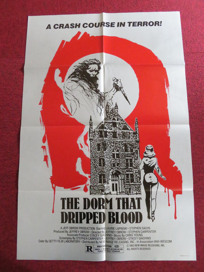 THE DORM THAT DRIPPED BLOOD / PRANKS -C FOLDED US ONE SHEET POSTER LAPINSKI 1983