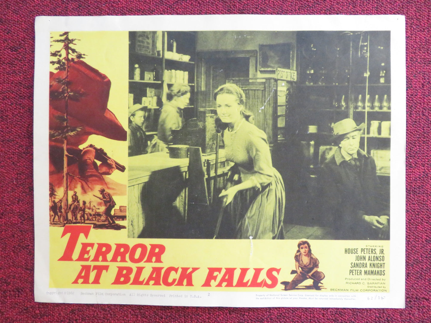 TERROR AT BLACK FALLS US LOBBY CARD FULL SET HOUSE PETERS JR. JOHN ALONSO 1962