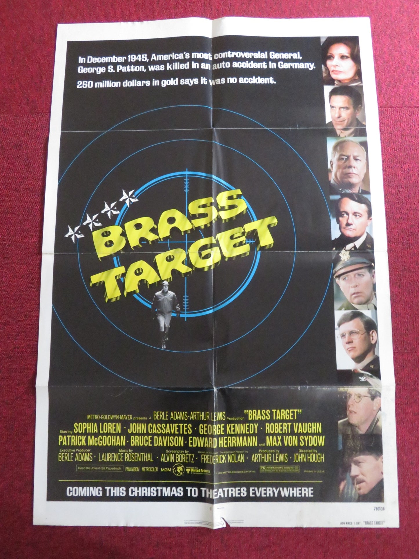 BRASS TARGET - ADVANCE O/S - C FOLDED US ONE SHEET POSTER SOPHIA LOREN 1978