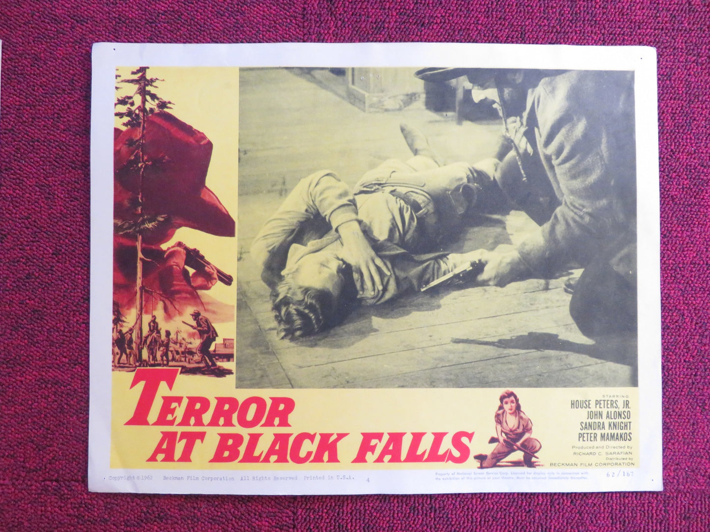 TERROR AT BLACK FALLS US LOBBY CARD FULL SET HOUSE PETERS JR. JOHN ALONSO 1962