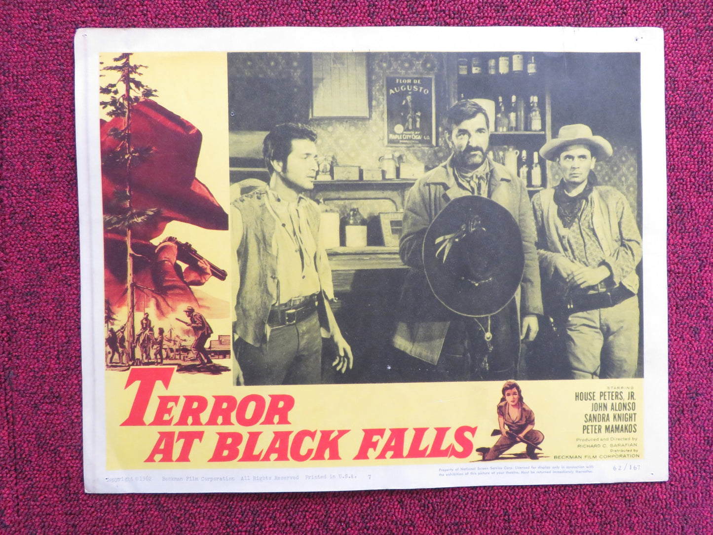 TERROR AT BLACK FALLS US LOBBY CARD FULL SET HOUSE PETERS JR. JOHN ALONSO 1962