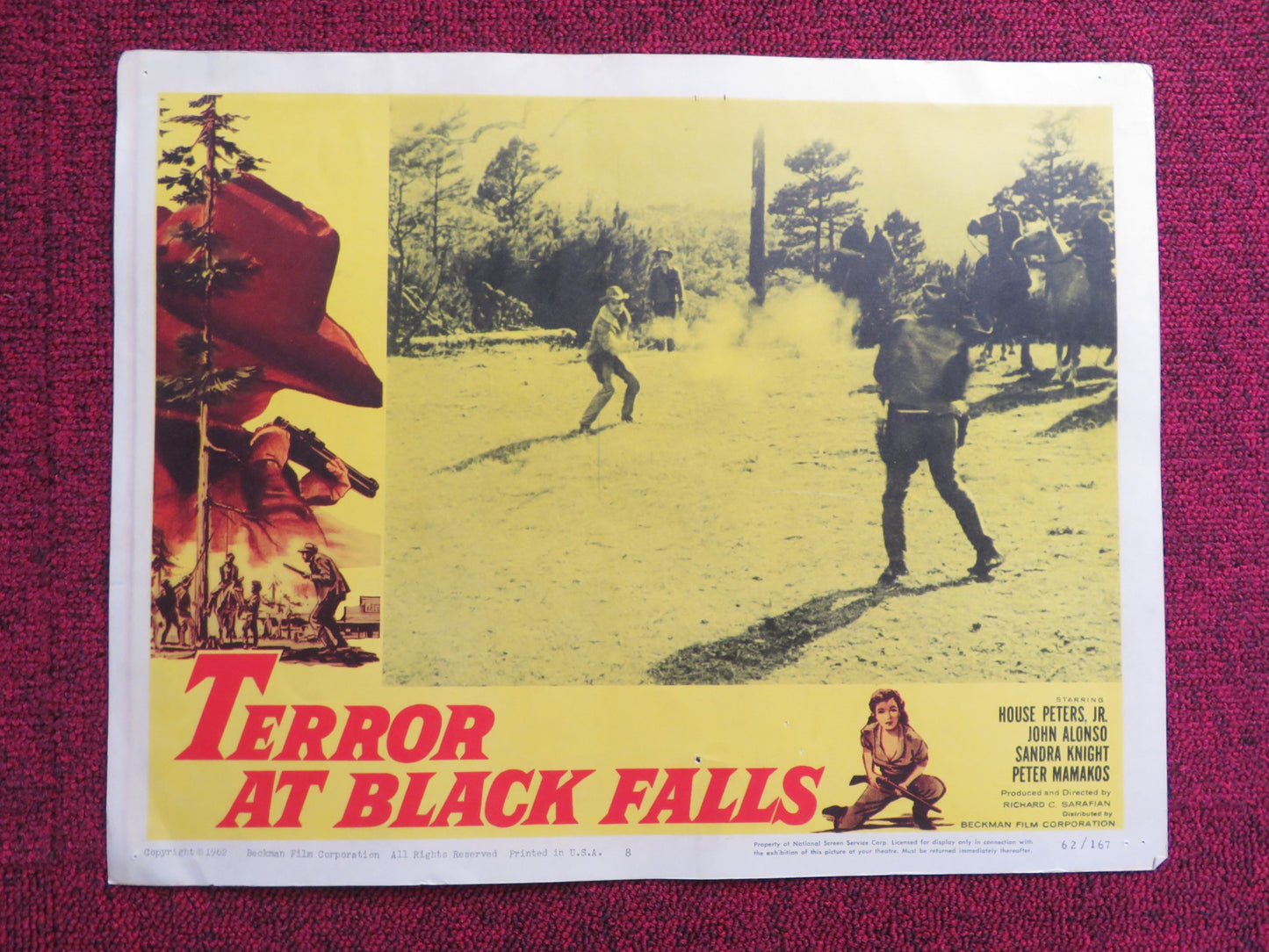 TERROR AT BLACK FALLS US LOBBY CARD FULL SET HOUSE PETERS JR. JOHN ALONSO 1962