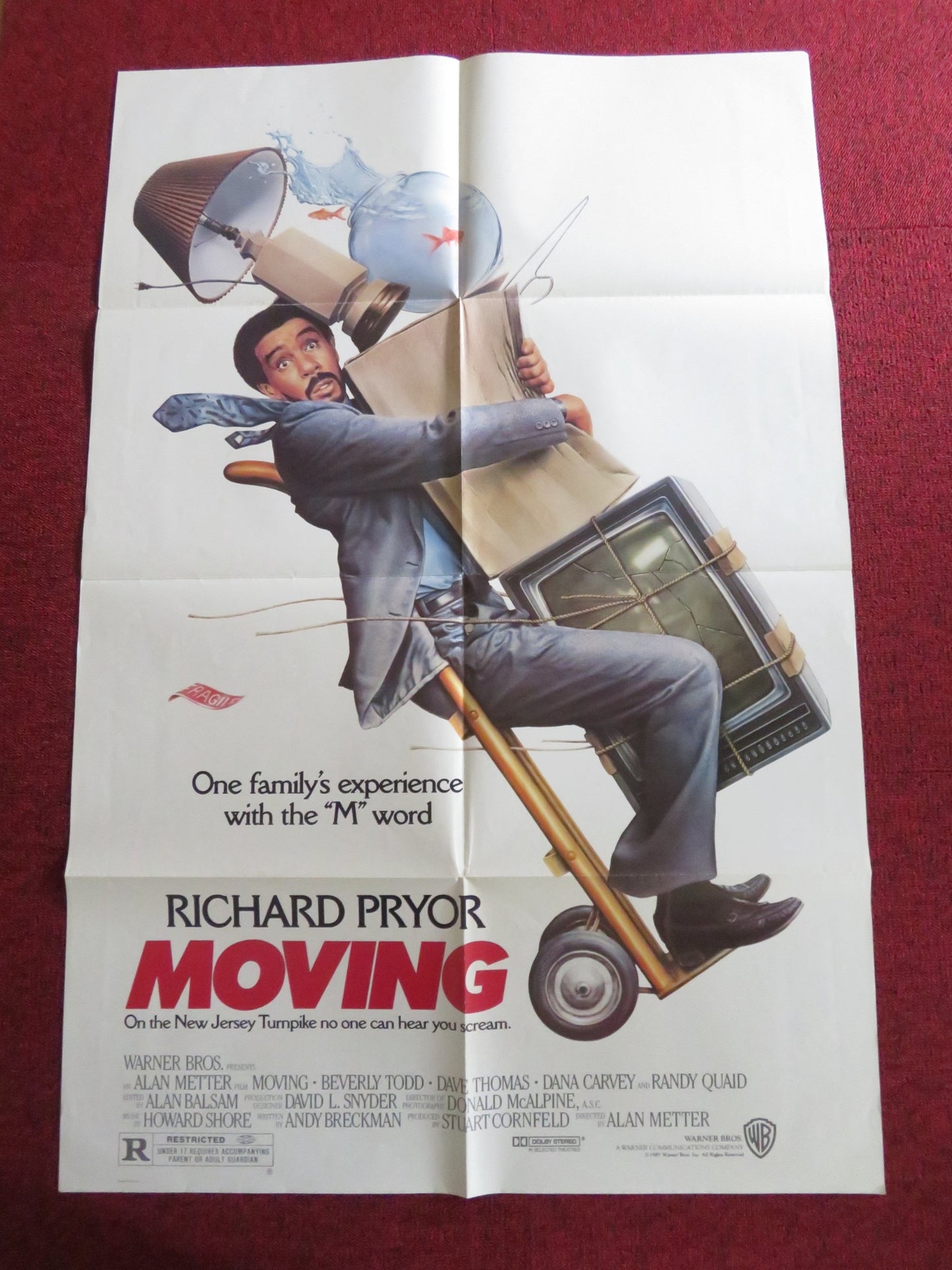 MOVING FOLDED US ONE SHEET POSTER RICHARD PRYOR BEVERLY TODD 1988