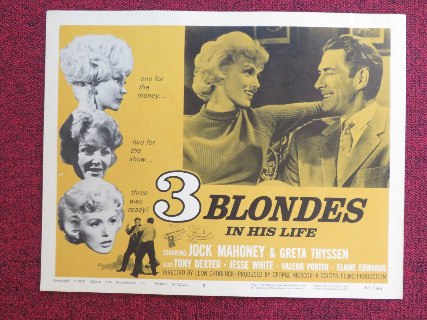 THREE BLONDES IN HIS LIFE US LOBBY CARD FULL SET JOCK MAHONEY GRETA THYSSEN 1962