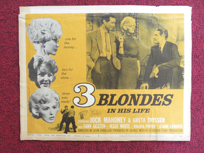 THREE BLONDES IN HIS LIFE US LOBBY CARD FULL SET JOCK MAHONEY GRETA THYSSEN 1962