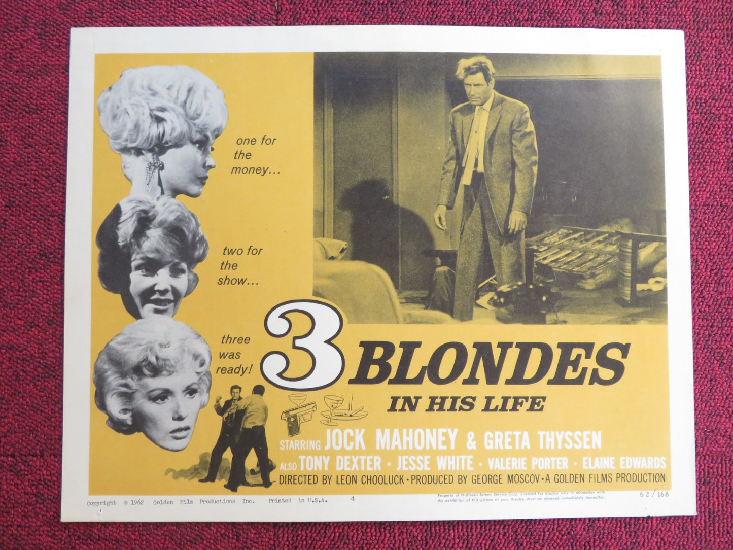 THREE BLONDES IN HIS LIFE US LOBBY CARD FULL SET JOCK MAHONEY GRETA THYSSEN 1962