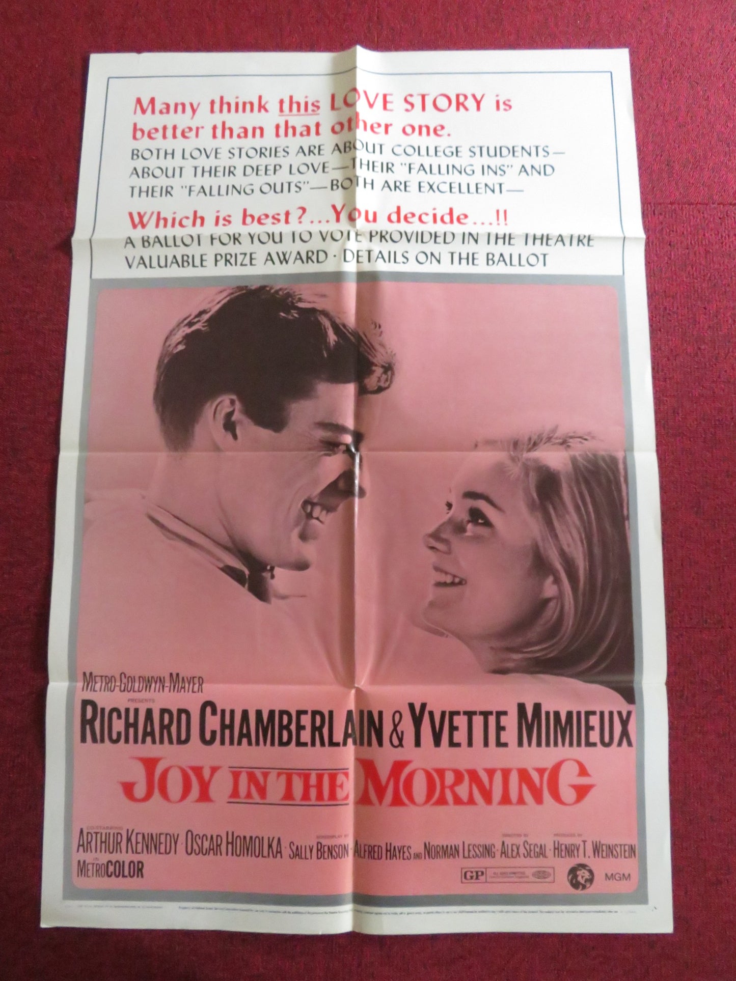 JOY IN THE MORNING - B FOLDED US ONE SHEET POSTER RICHARD CHAMBERLAIN 1965