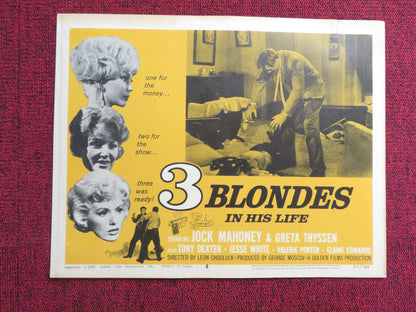 THREE BLONDES IN HIS LIFE US LOBBY CARD FULL SET JOCK MAHONEY GRETA THYSSEN 1962