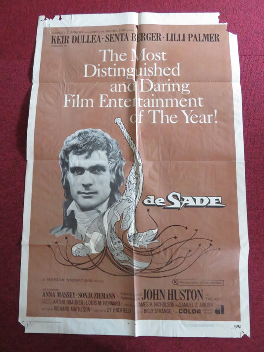 DE SADE - B FOLDED US ONE SHEET POSTER KEIR DULLEA SENTA BERGER 1969