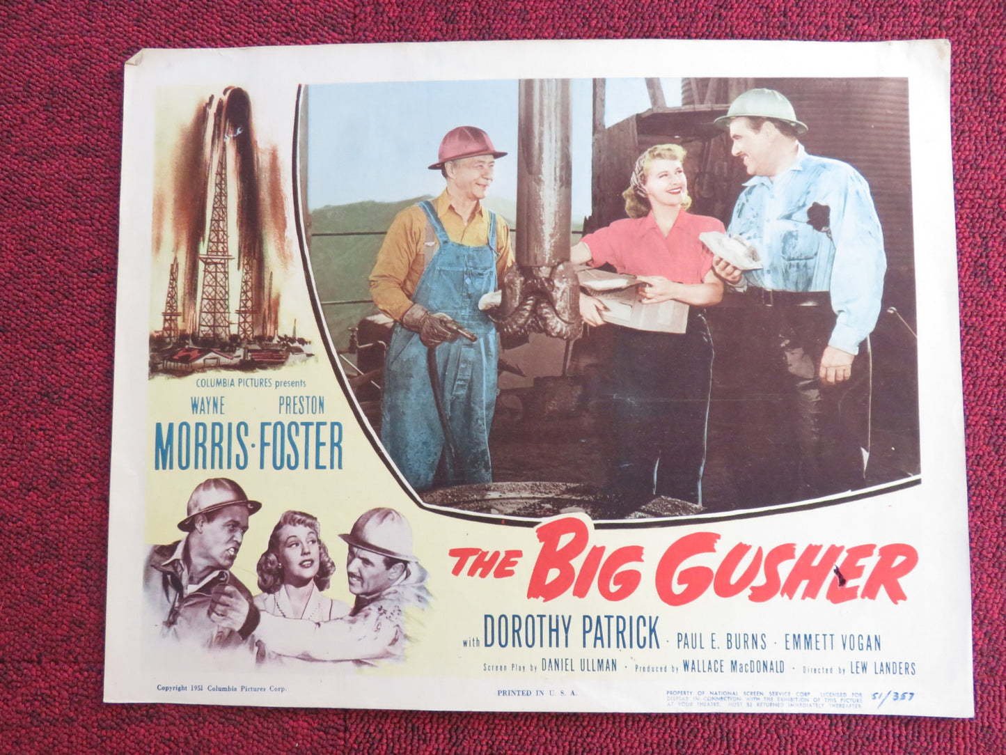 THE BIG GUSHER US LOBBY CARD FULL SET WAYNE MORRIS PRESTON FOSTER 1951