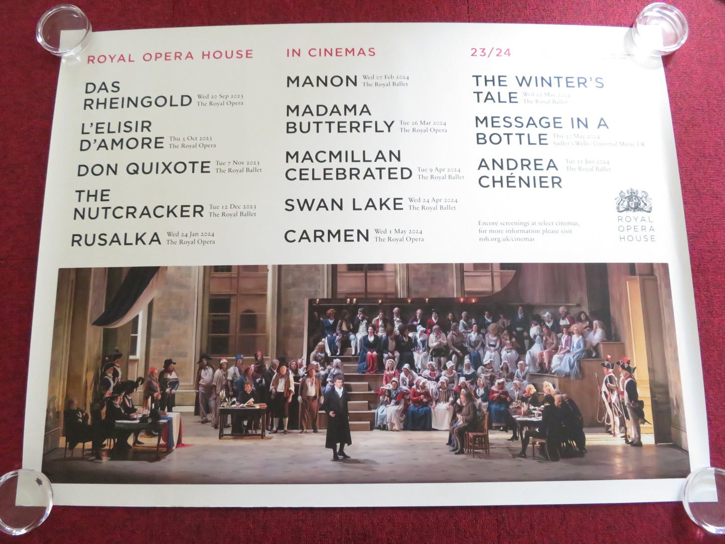 ROYAL OPERA HOUSE IN CINEMAS UK QUAD ROLLED POSTER ROYAL BALLET 2023/2024