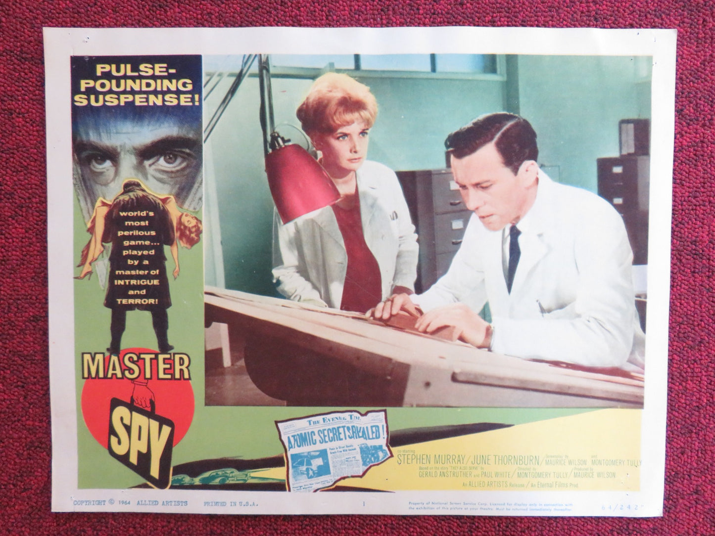 MASTER SPY US LOBBY CARD FULL SET STEPHEN MURRAY JUNE THORNBURN 1964