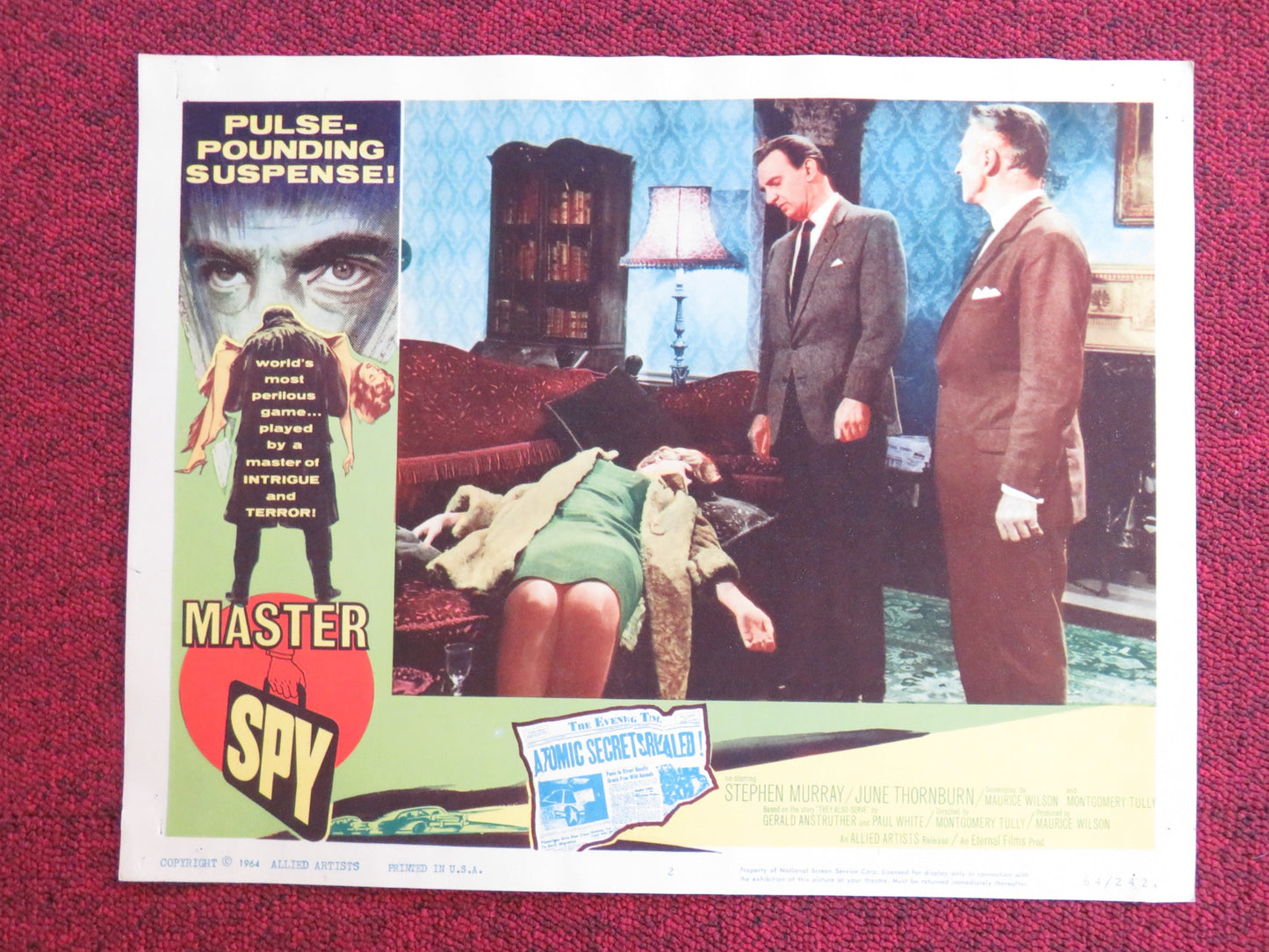 MASTER SPY US LOBBY CARD FULL SET STEPHEN MURRAY JUNE THORNBURN 1964