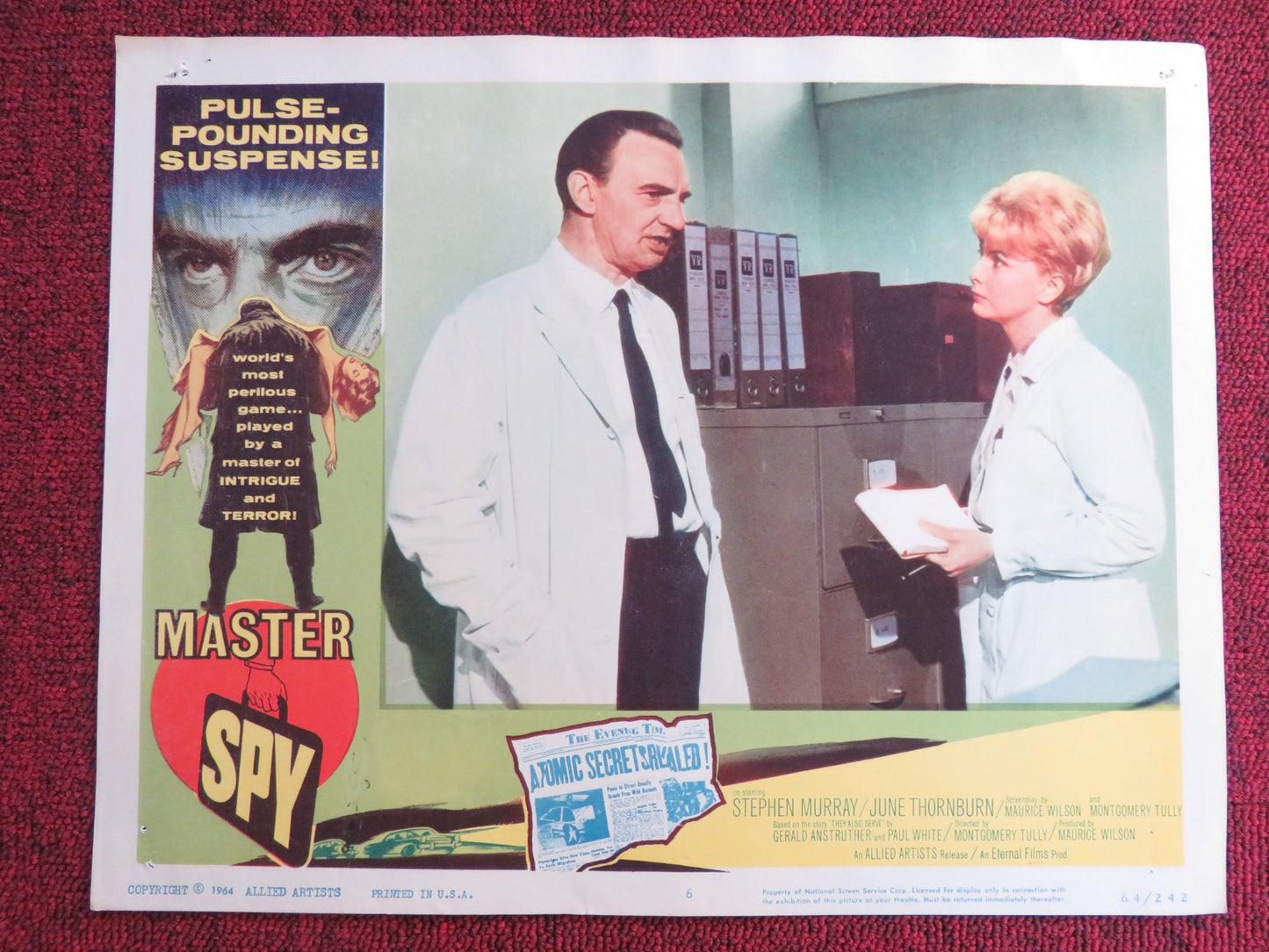 MASTER SPY US LOBBY CARD FULL SET STEPHEN MURRAY JUNE THORNBURN 1964