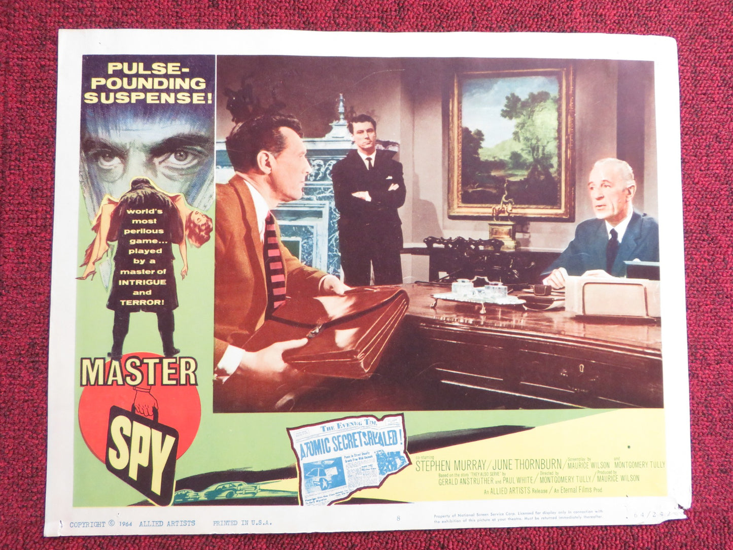 MASTER SPY US LOBBY CARD FULL SET STEPHEN MURRAY JUNE THORNBURN 1964