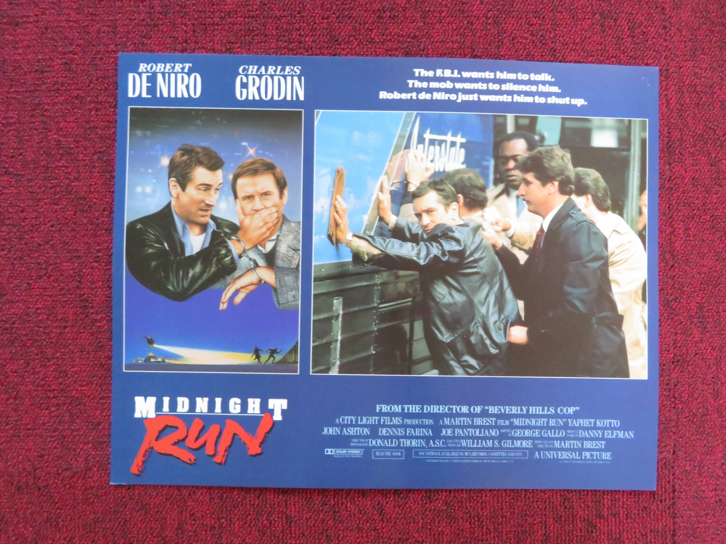 MIDNIGHT RUN US LOBBY CARD FULL SET ROBERT DE NIRO CHARLES GRODIN 1988