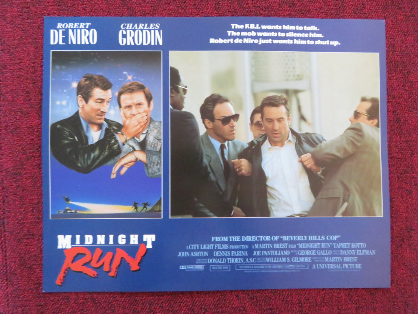 MIDNIGHT RUN US LOBBY CARD FULL SET ROBERT DE NIRO CHARLES GRODIN 1988