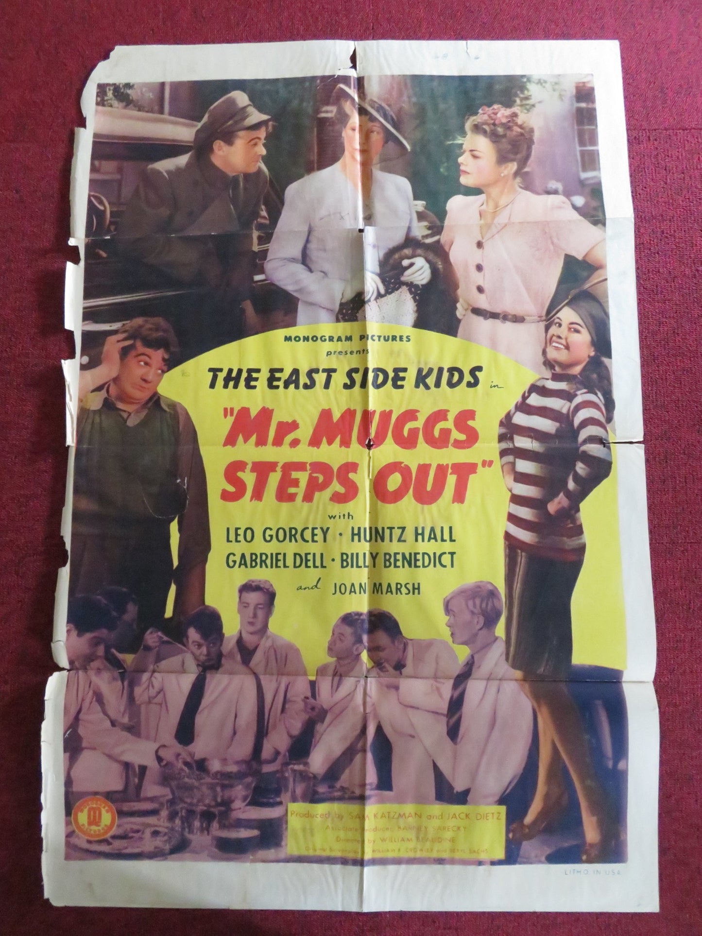 MR. MUGGS STEPS OUT FOLDED US ONE SHEET POSTER LEO GORCEY HUNTZ HALL 1943