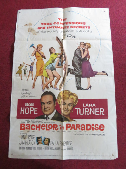 BACHELOR IN PARADISE FOLDED US ONE SHEET POSTER BOB HOPE LANA TURNER 1961