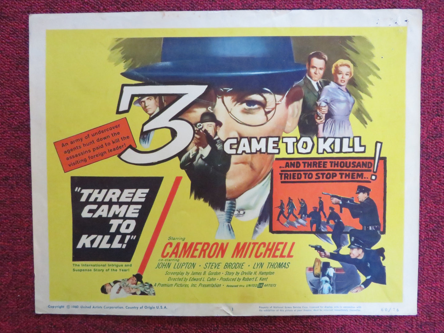 THREE CAME TO KILL US LOBBY CARD FULL SET CAMERON MITCHELL JOHN LUPTON 1960