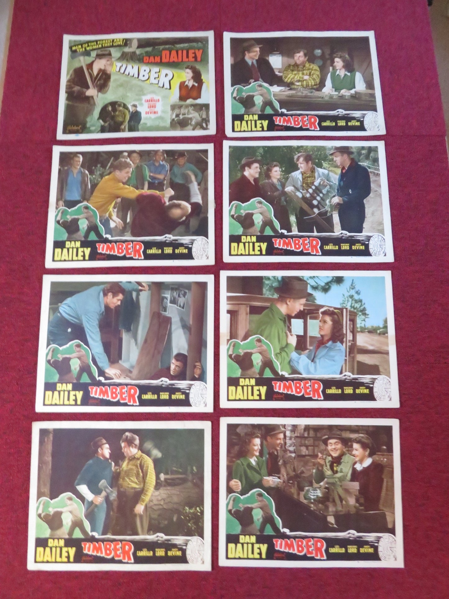 TIMBER! US LOBBY CARD FULL SET DAN DAILEY LEO CARRILLO R1948