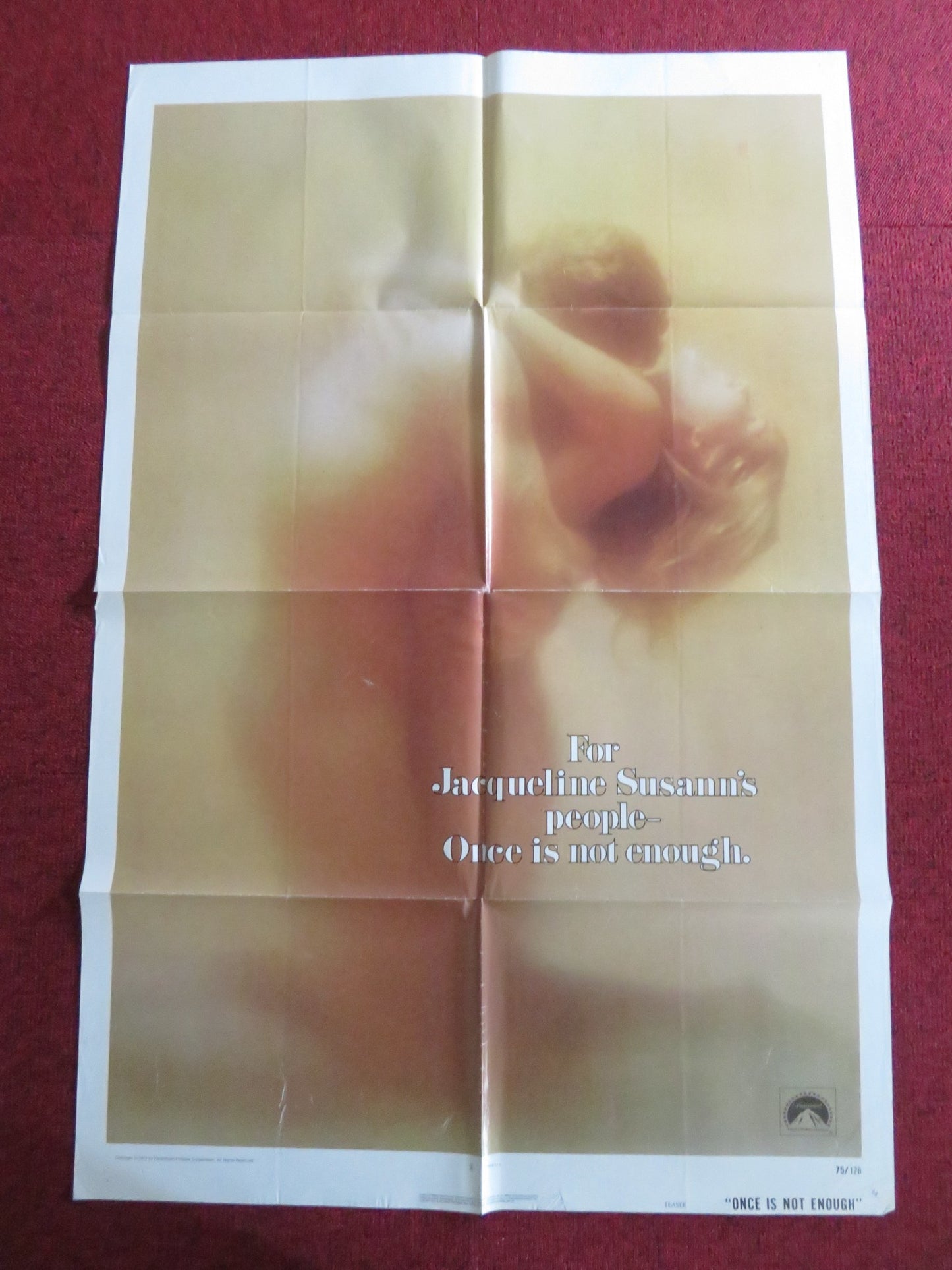 ONCE IS NOT ENOUGH - B TEASER FOLDED US ONE SHEET POSTER KIRK DOUGLAS 1975