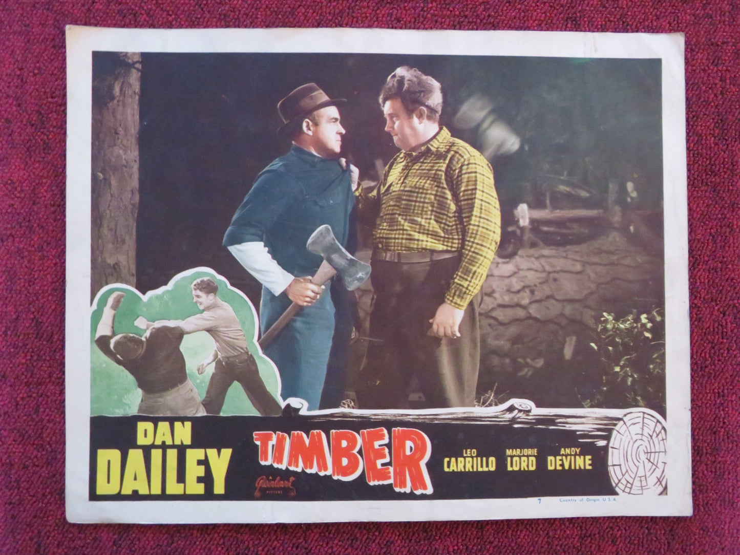 TIMBER! US LOBBY CARD FULL SET DAN DAILEY LEO CARRILLO R1948