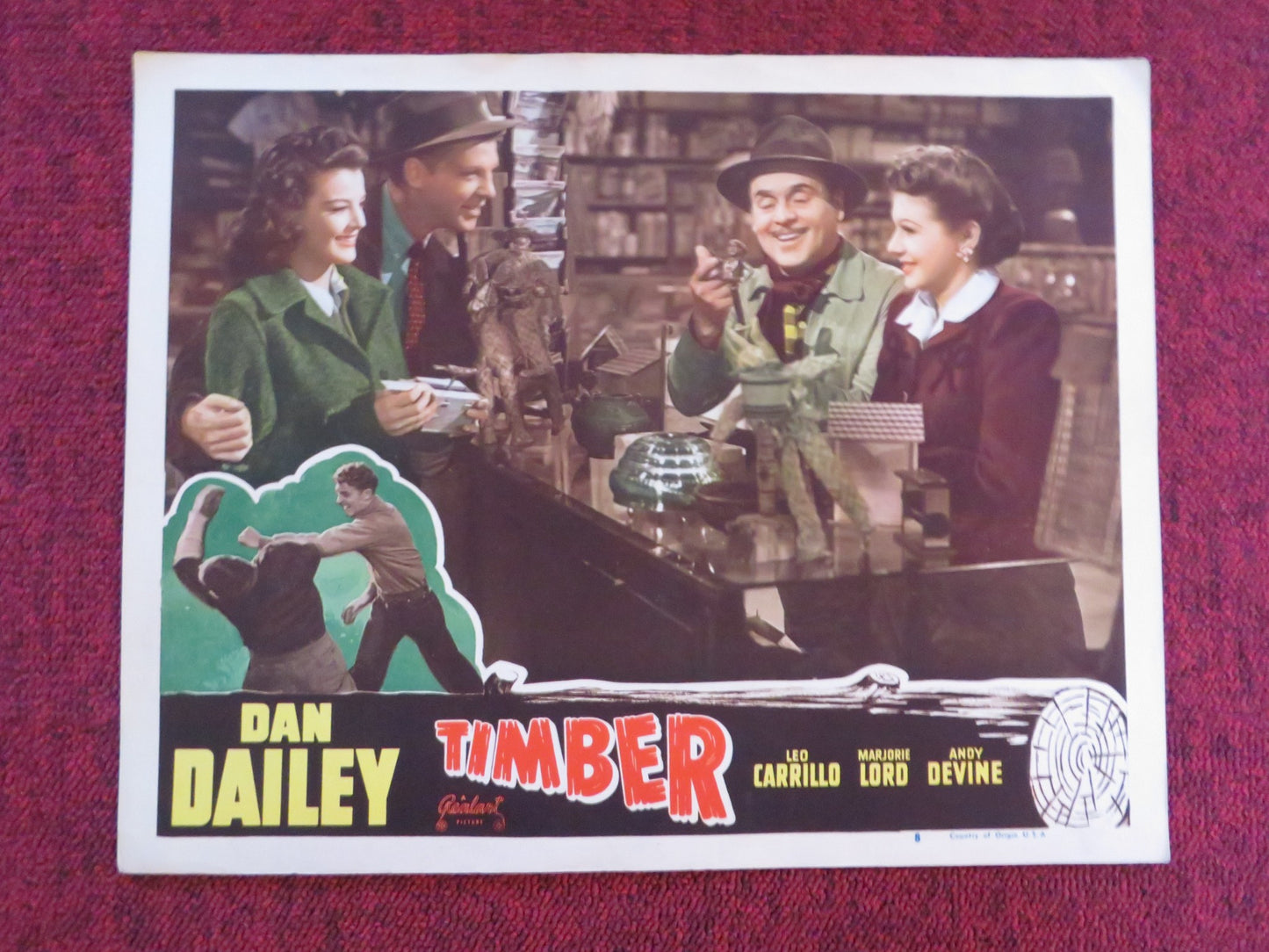 TIMBER! US LOBBY CARD FULL SET DAN DAILEY LEO CARRILLO R1948