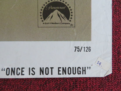 ONCE IS NOT ENOUGH - B TEASER FOLDED US ONE SHEET POSTER KIRK DOUGLAS 1975