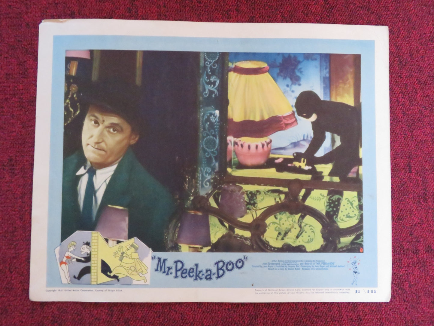 MR. PEEK-A-BOO US LOBBY CARD FULL SET BOURVIL JOAN GREENWOOD GERARD OURY 1951