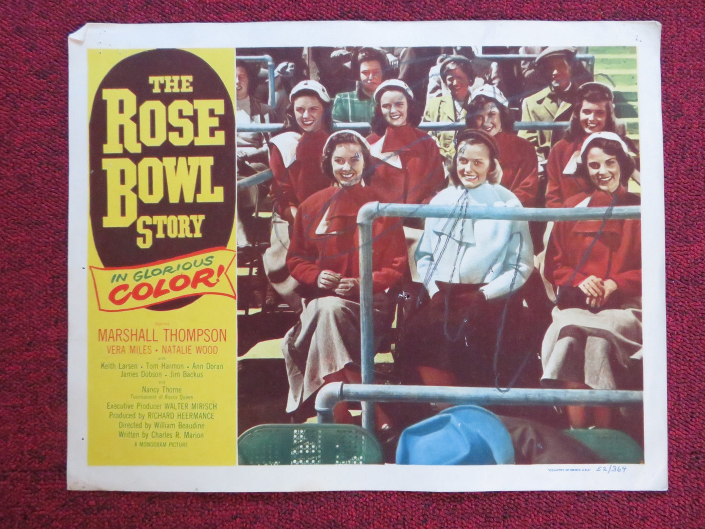 THE ROSE BOWL STORY US LOBBY CARD FULL SET MARSHALL THOMPSON VERA MILES 1952