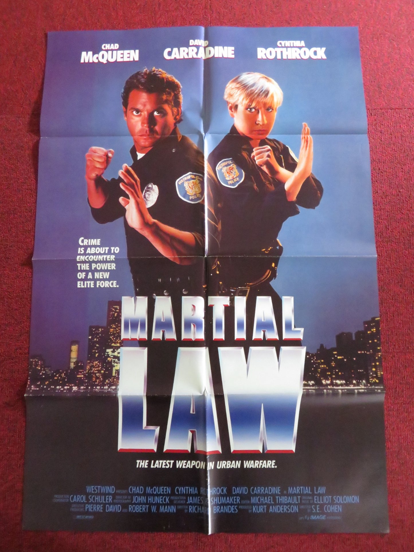 MARTIAL LAW FOLDED US ONE SHEET POSTER CHAD MCQUEEN CYNTHIA ROTHROCK 1990