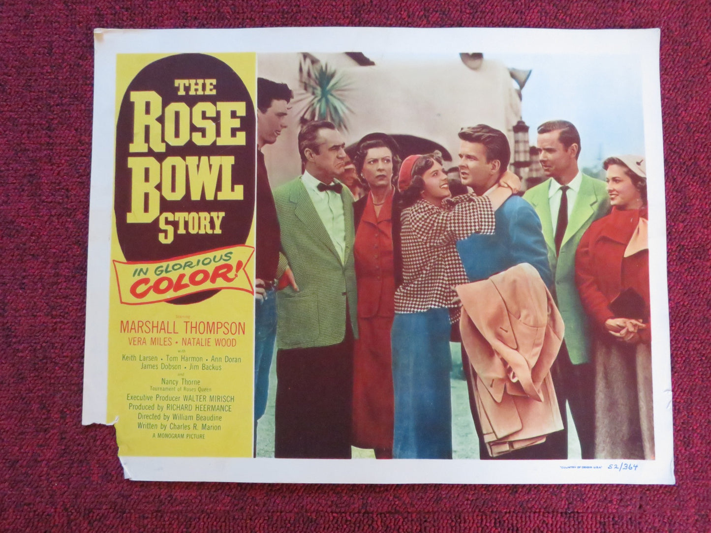 THE ROSE BOWL STORY US LOBBY CARD FULL SET MARSHALL THOMPSON VERA MILES 1952